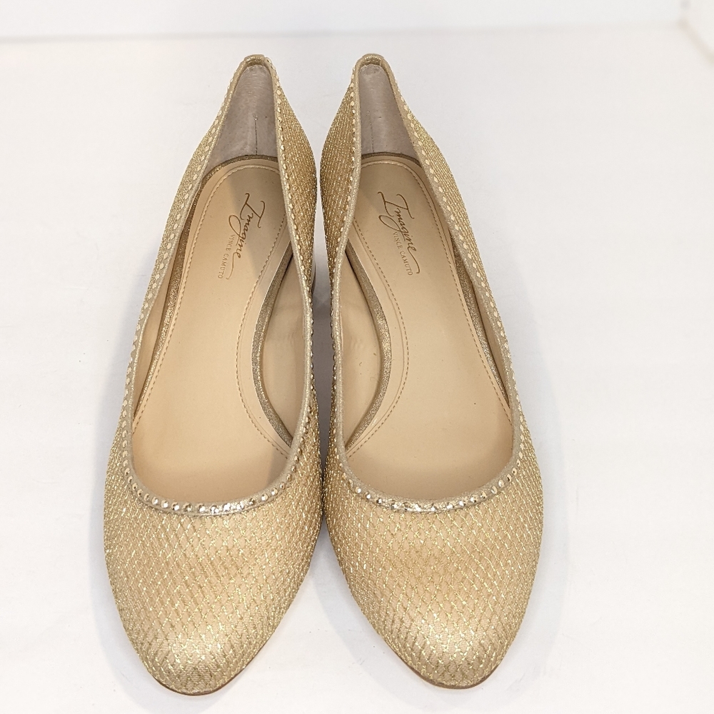 Gold Low Block Heel Pumps for Women - Picture 6 of 16